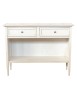 MOBILI 2G - Madia Credenza 2 cassetti 1 vano a giorno legno shabby bianco anticato 110X35X83 VISTA FRONTALE
