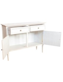 MOBILI 2G - Madia Credenza 2 porte 2 cassetti legno shabby bianco anticato 110X35X83 VISTA FRONTALE