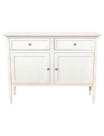 MOBILI 2G - Madia Credenza 2 porte 2 cassetti legno shabby bianco anticato 110X35X83 VISTA FRONTALE