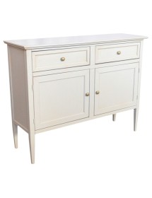 MOBILI 2G - Madia Credenza 2 porte 2 cassetti legno shabby grigio anticato 110X35X83 VISTA FRONTALE