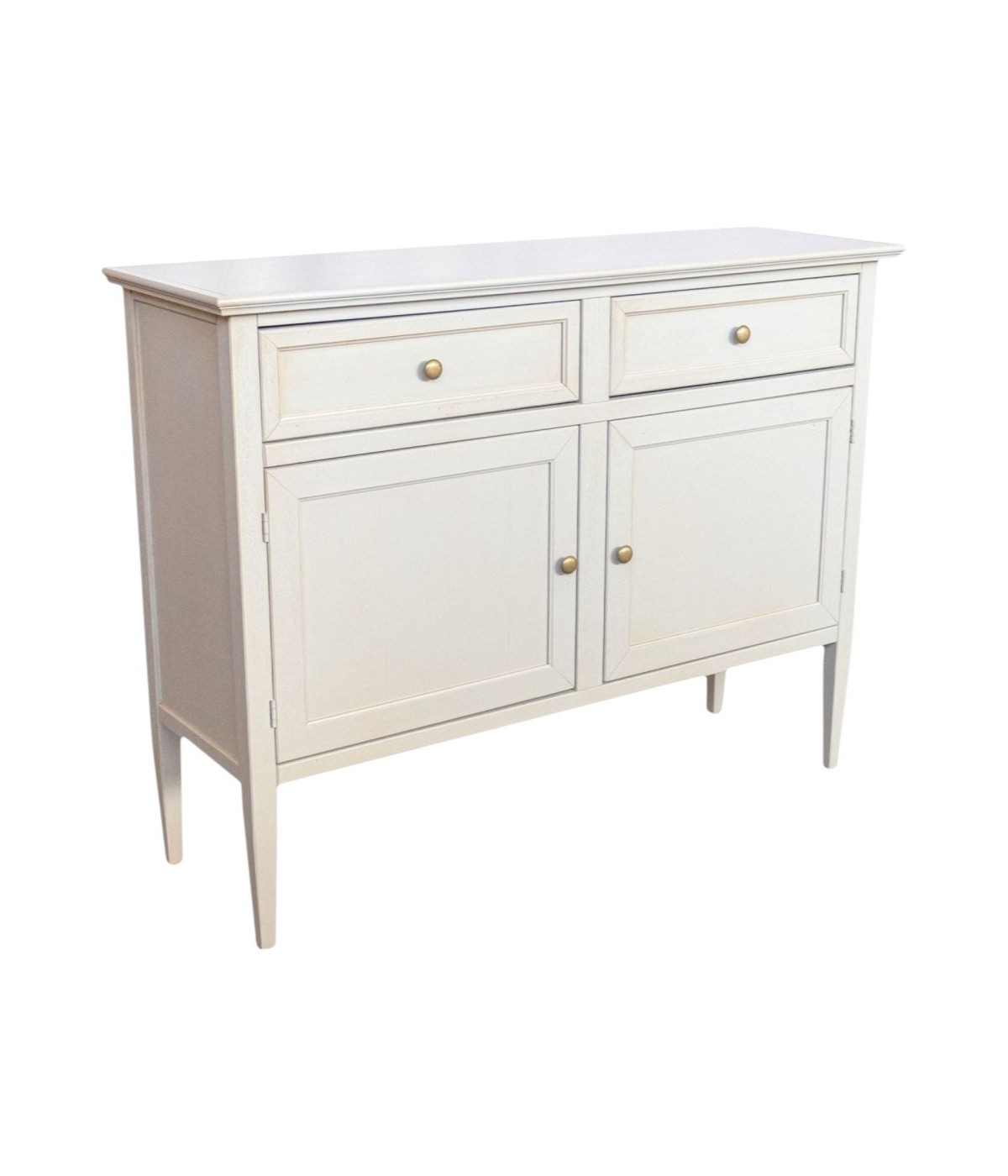 MOBILI 2G - Madia Credenza 2 porte 2 cassetti legno shabby grigio anticato 110X35X83 VISTA FRONTALE