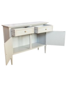 MOBILI 2G - Madia Credenza 2 porte 2 cassetti legno shabby grigio anticato 110X35X83 VISTA FRONTALE