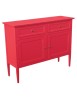 MOBILI 2G - Madia Credenza 2 porte 2 cassetti legno shabby rosso lampone 110X35X83 VISTA FRONTALE