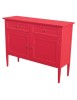 MOBILI 2G - Madia Credenza 2 porte 2 cassetti legno shabby rosso lampone 110X35X83 VISTA FRONTALE