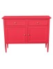 MOBILI 2G - Madia Credenza 2 porte 2 cassetti legno shabby rosso lampone 110X35X83 VISTA FRONTALE