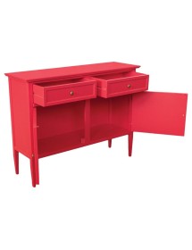 MOBILI 2G - Madia Credenza 2 porte 2 cassetti legno shabby rosso lampone 110X35X83 VISTA FRONTALE