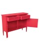 MOBILI 2G - Madia Credenza 2 porte 2 cassetti legno shabby rosso lampone 110X35X83 VISTA FRONTALE