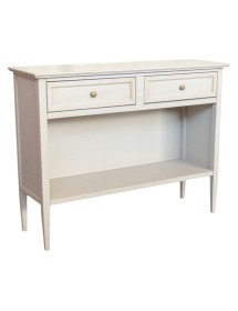 MOBILI 2G - Madia Credenza 2 cassetti 1 vano a giorno legno shabby grigio anticato 110X35X83 VISTA FRONTALE