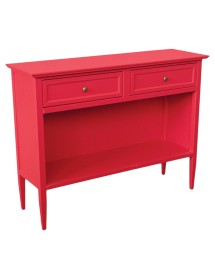 MOBILI 2G - Madia Credenza 2 cassetti 1 vano a giorno legno shabby rosso lampone 110X35X83 VISTA FRONTALE