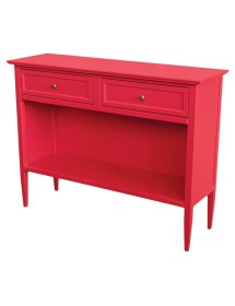MOBILI 2G - Madia Credenza 2 cassetti 1 vano a giorno legno shabby rosso lampone 110X35X83 VISTA FRONTALE
