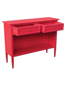 MOBILI 2G - Madia Credenza 2 cassetti 1 vano a giorno legno shabby rosso lampone 110X35X83 VISTA FRONTALE
