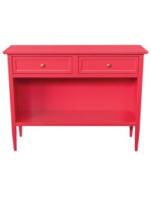 MOBILI 2G - Madia Credenza 2 cassetti 1 vano a giorno legno shabby rosso lampone 110X35X83 VISTA FRONTALE