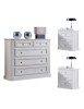 MOBILI 2G -  Gruppo cassettiera e due comodini legno shabby bianco spazzolato vista frontale