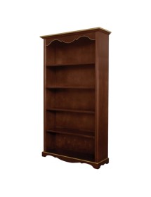 MOBILI 2G - Libreria arte povera 5 ripiani legno tinta noce scuro filo oro 120x40x210 (514) VISTA FRONTALE