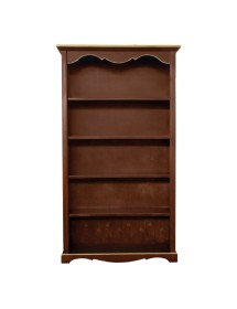 MOBILI 2G - Libreria arte povera 5 ripiani legno tinta noce scuro filo oro 120x40x210 (514) VISTA FRONTALE