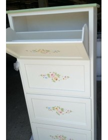 MOBILI 2G - Scarpiera 5 ante shabby bianco decorato filo verde 79x30x210 VISTA FRONTALE