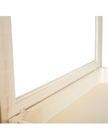 MOBILI 2G - Tavolino bacheca shabby legno avorio anticato filo oro 100x50x47 vista frontale