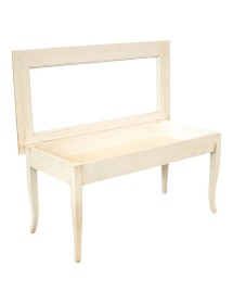 MOBILI 2G - Tavolino bacheca shabby legno avorio anticato filo oro 100x50x47 vista frontale