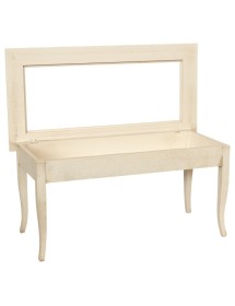 MOBILI 2G - Tavolino bacheca rettangolare shabby legno avorio anticato 100x50x47 vista frontale