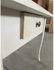 MOBILI 2G - Tavolino quadrato 1 cassetto shabby legno bianco anticato 57x57x52 vista frontale