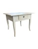 MOBILI 2G - Tavolino quadrato 1 cassetto shabby legno bianco anticato 57x57x52 vista frontale