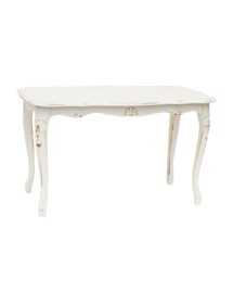MOBILI 2G - Tavolino rettangolare shabby legno bianco consumato 77x38x46 VISTA FRONTALE