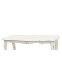 MOBILI 2G - Tavolino rettangolare shabby legno bianco consumato 77x38x46 VISTA FRONTALE