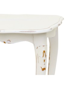 MOBILI 2G - Tavolino rettangolare shabby legno bianco consumato 77x38x46 VISTA FRONTALE