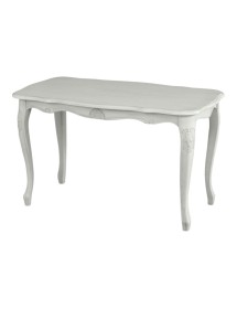MOBILI 2G - Tavolino rettangolare shabby legno bianco anticato 77x38x46 VISTA FRONTALE