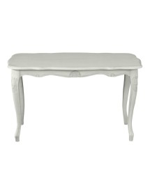 MOBILI 2G - Tavolino rettangolare shabby legno bianco anticato 77x38x46 VISTA FRONTALE