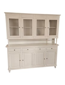 MOBILI 2G - CRISTALLIERA ARTE POVERA 4 PORTE LEGNO SHABBY AVORIO 196X43X208H (736) VISTA FRONTALE
