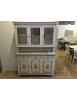MOBILI 2G - CRISTALLIERA NAPOLETANA ARTE POVERA BIANCO INVECCHIATO CON DECORI  L.150 P.43 H.208