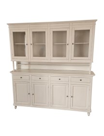 MOBILI 2G - CRISTALLIERA ARTE POVERA 4 PORTE LEGNO SHABBY AVORIO 196X43X208H (736) VISTA FRONTALE