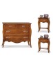 MOBILI 2G - Gruppo 1 cassettiera 2 comodini sagomati classico tinta noce (488+489) vista frontale