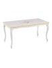 MOBILI 2G - Tavolino shabby legno bianco anticato decorato filo ocra 100x50x50 VISTA FRONTALE