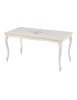 MOBILI 2G - Tavolino shabby legno bianco anticato decorato filo ocra 100x50x50 VISTA FRONTALE