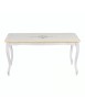 MOBILI 2G - Tavolino shabby legno bianco anticato decorato filo ocra 100x50x50 VISTA FRONTALE