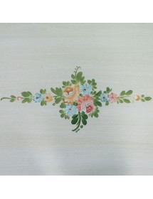 MOBILI 2G - Tavolino shabby legno bianco anticato decorato filo ocra 100x50x50 VISTA FRONTALE