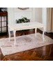 MOBILI 2G - Tavolino shabby legno bianco anticato decorato filo ocra 100x50x50 VISTA FRONTALE