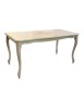 MOBILI 2G - Tavolino shabby legno bianco anticato decorato filo verde 100x50x50 vista frontale