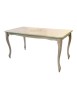 MOBILI 2G - Tavolino shabby legno bianco anticato decorato filo verde 100x50x50 vista frontale