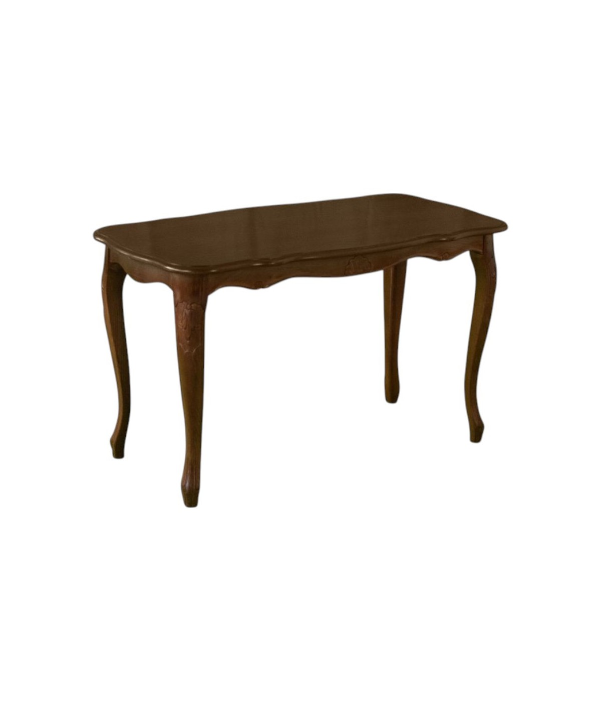 MOBILI 2G - Tavolino rettangolare arte povera legno tinta noce scuro 77x38x46 VISTA FRONTALE