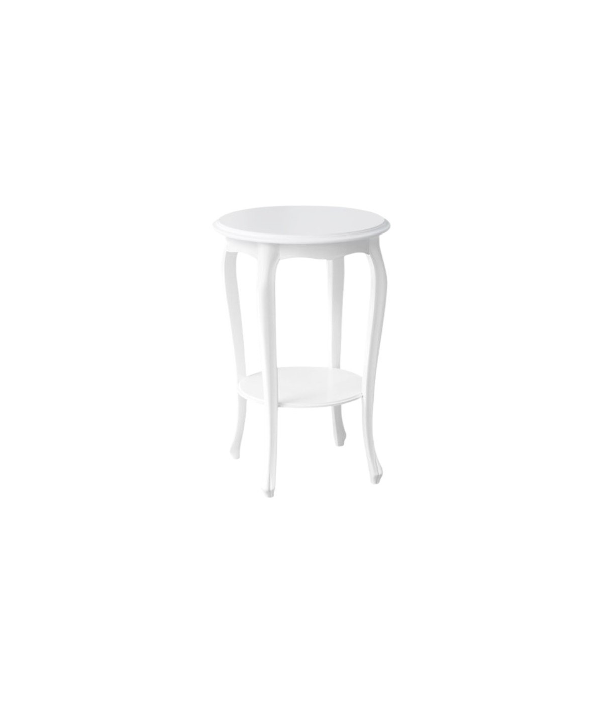 MOBILI 2G - Porta vaso rotondo shabby legno bianco opaco 48x75 vista frontale