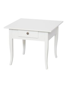 MOBILI 2G - Tavolino quadrato 1 cassetto shabby legno bianco 57x57x52 vista frontale