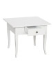 MOBILI 2G - Tavolino quadrato 1 cassetto shabby legno bianco 57x57x52 vista frontale