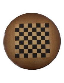 MOBILI 2G - Tavolino rotondo scacchiera arte povera legno tinta noce  50x50x63 vista frontale