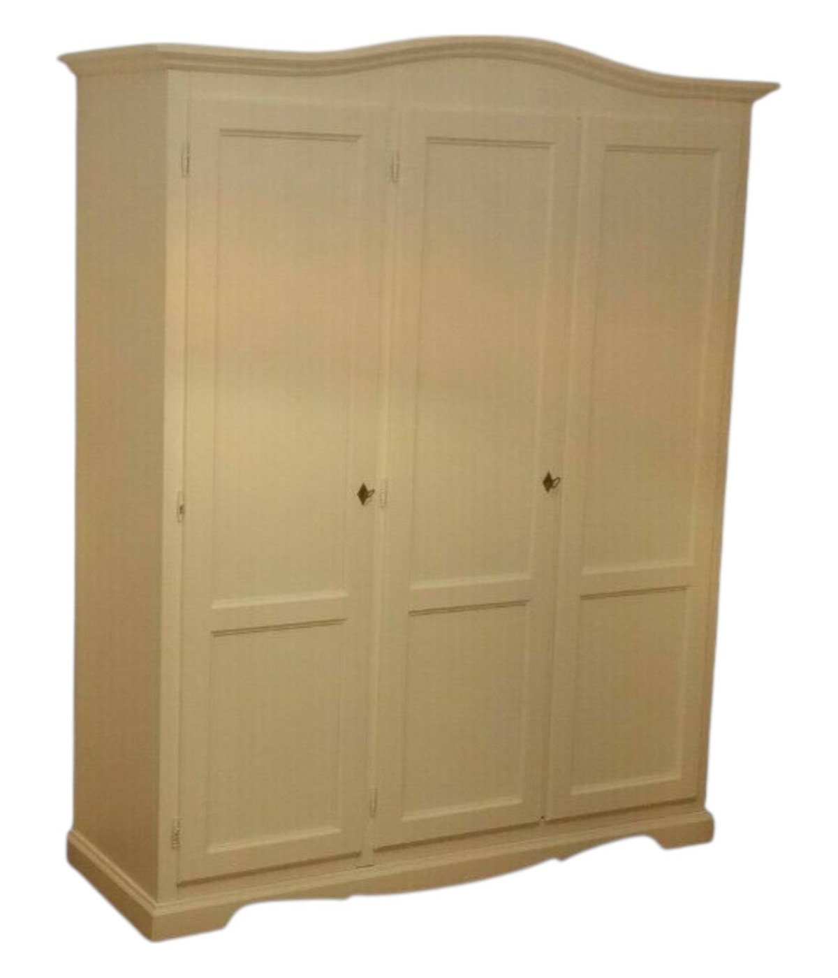 MOBILI 2G - Armadio 3 ante legno gendarme shabby avorio 158x56X197 VISTA FRONTALE