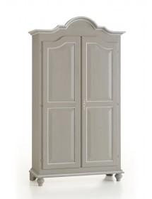 MOBILI 2G - ARMADIO IN LEGNO SHABBY GRIGIO CON PROFILO BIANCO 112X46X204