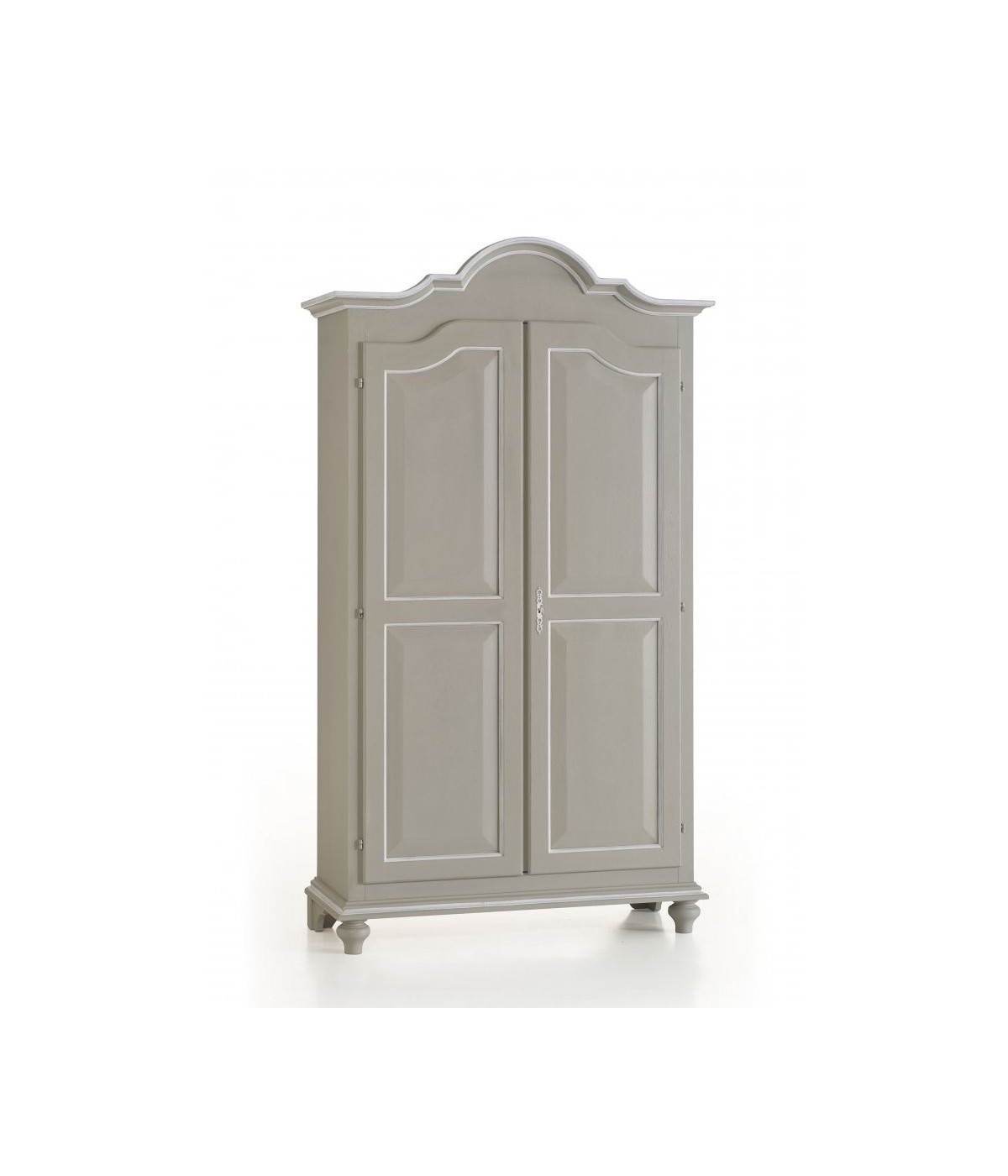 MOBILI 2G - ARMADIO IN LEGNO SHABBY GRIGIO CON PROFILO BIANCO 112X46X204