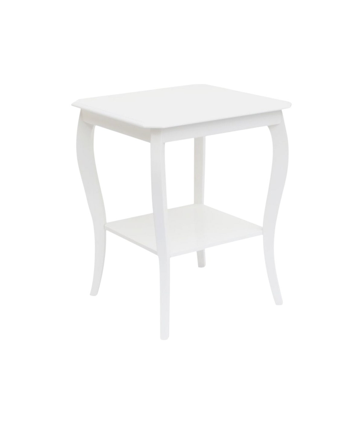 MOBILI 2G - Porta vaso tavolino quadrato shabby legno bianco opaco 50x50x63 vista frontale